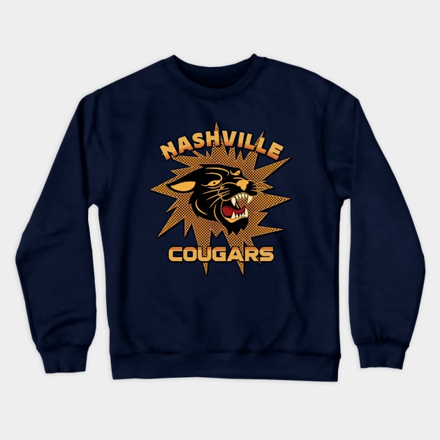 Nashville Cougars Retro Team 1970's Style Full Color Design 2 Crewneck Sweatshirt by SunGraphicsLab